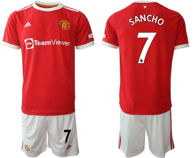 Men 2021-2022 Club Manchester United home red #7 Adidas Soccer Jersey2